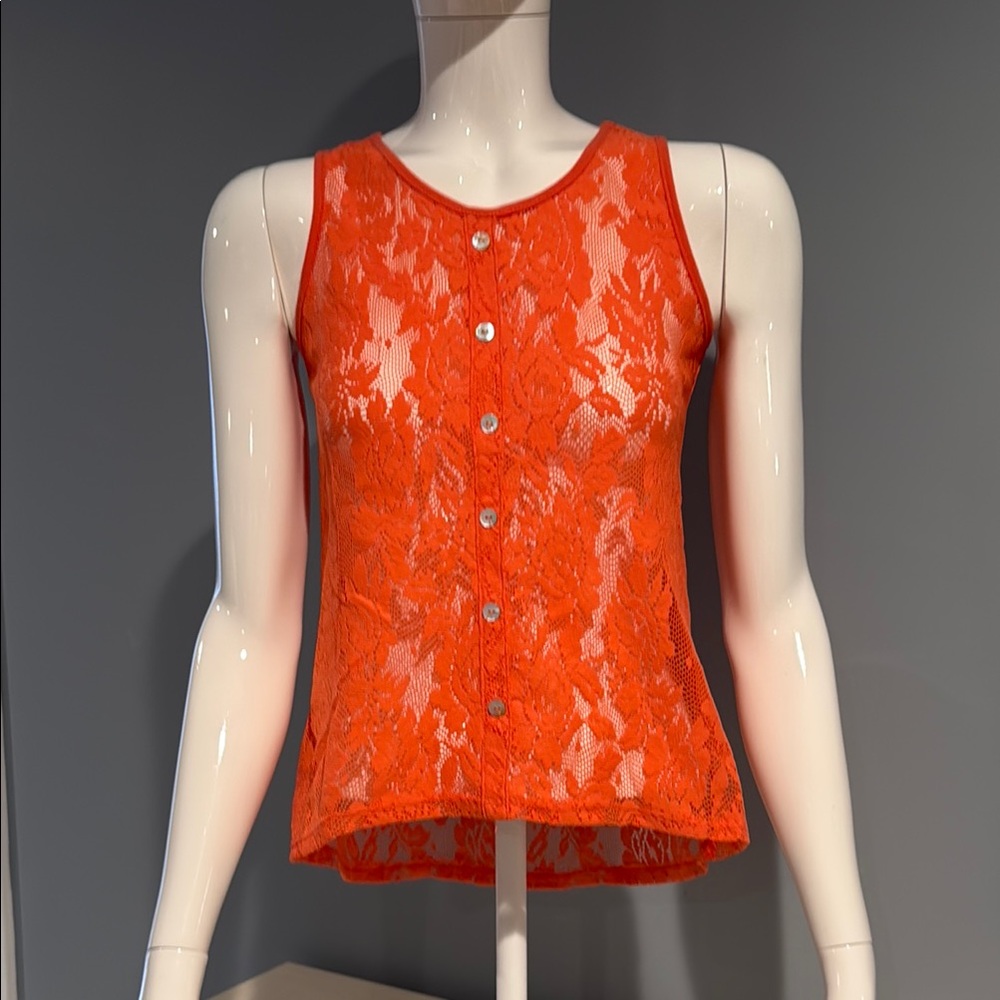 Full Tilt Coral Lace Sleeveless Top